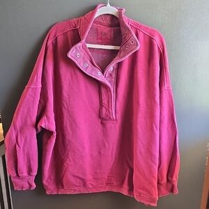 Womens Aerie Maroon Quarter-ButtonPullover